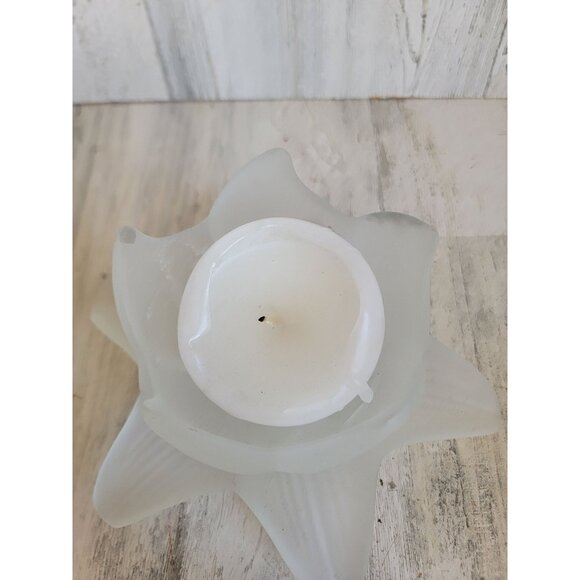 Vintage‎ frosted glass flower candle holder Unique home decor - Picture 2 of 9